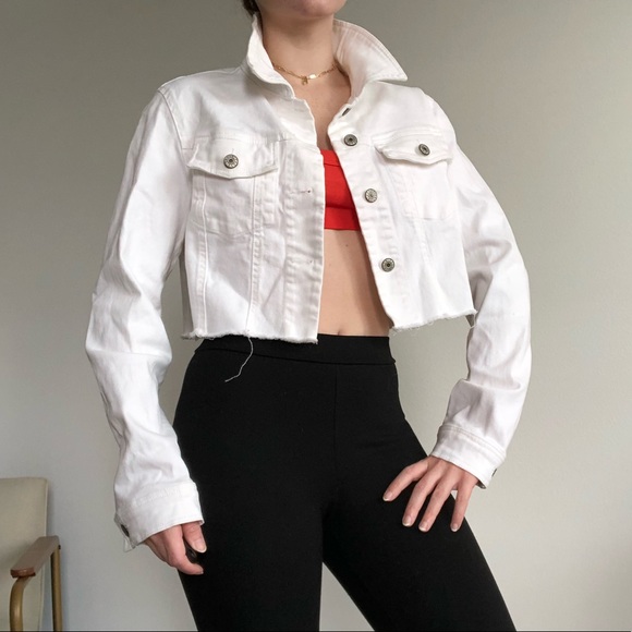 White Cropped Jean Jacket - Picture 2 of 6